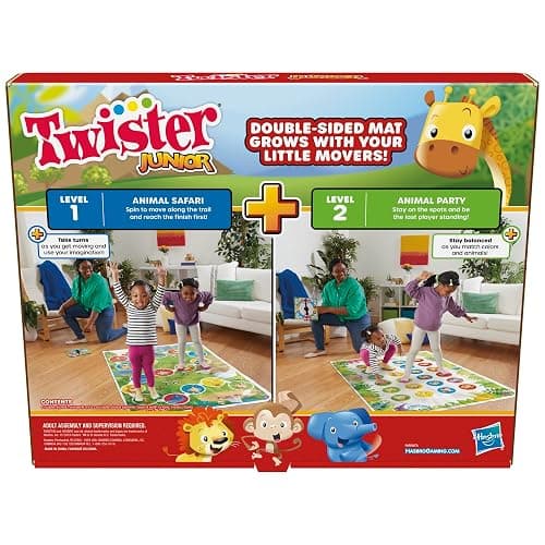 Hasbro Gaming Twister Junior Game, Animal Adventure 2-Sided Mat, 2 Games in 1, Party Game for Kids Ages 3 and Up, Indoor Game for 2-4 Players - Multicoloured thumbnail 2