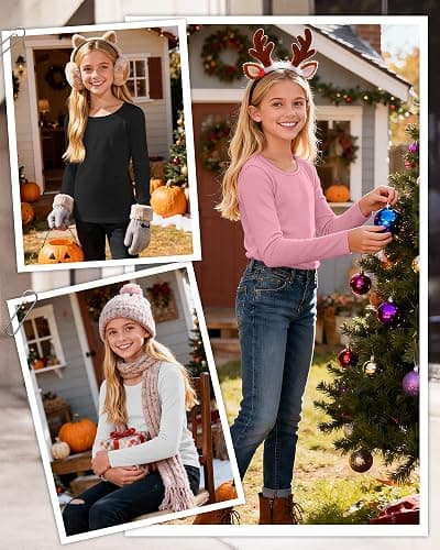 LessonZoo 3 Pack Girls' Long Sleeve Shirts Basic Round Neck Tops Teen Girl Undershirts Loose Fit Casual Pullover Tees thumbnail 2