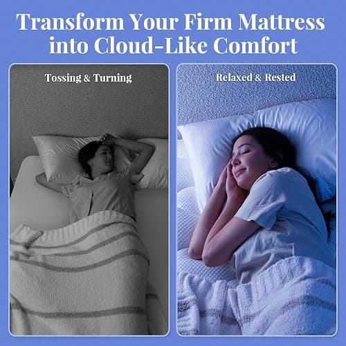OhGeni Cooling 4 Inch Twin XL Dual Layer Mattress Topper, 2 Inch Gel Memory Foam,2 Inch Soft Pillow Top Pad, College Dorm Essentials Bedroom Mattresses Cover, Comfortable Sleep and Back Pain Relief thumbnail 4