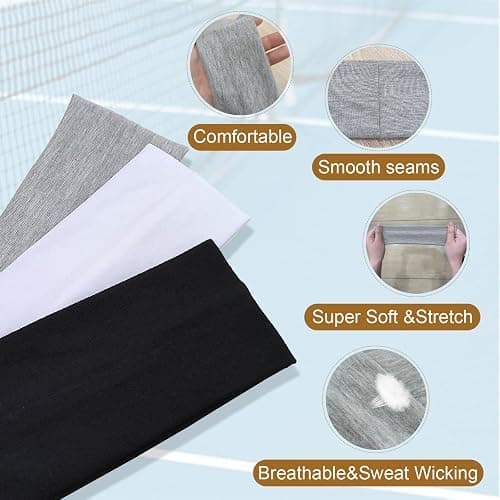 Fecawd 3PCS Headbands for Women Non Slip Elastic Sweat Hairbands Fashion Sports Hair Bands Soft Cloth Fabric Stretchy Headband for Workout Yoga Running thumbnail 2