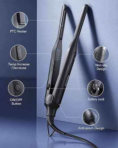 Wavytalk Pencil Flat Iron, 3/10" Small Iron for Short Hair, Pixie Cut and Bangs, Tiny Beard Straightener with Dual Voltage & Adjustable Temp, Mini Hair Edges Heating Up in 15s thumbnail 6
