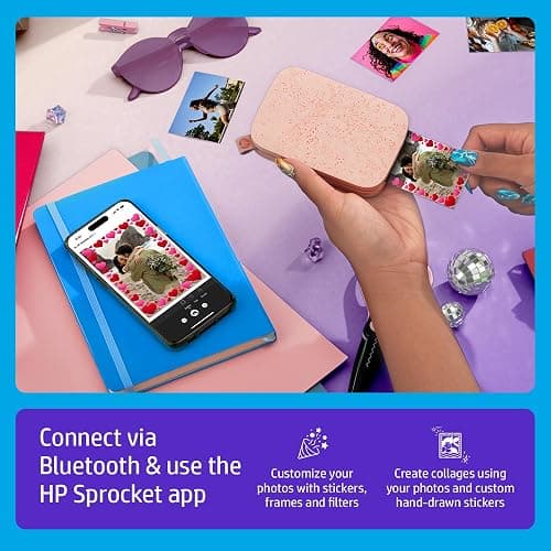 HP Sprocket Portable 2x3 Inch Instant Photo Printer (Blush Pink) Print Pictures on Zink Sticky-Backed Paper From Your iOS & Android Device thumbnail 3