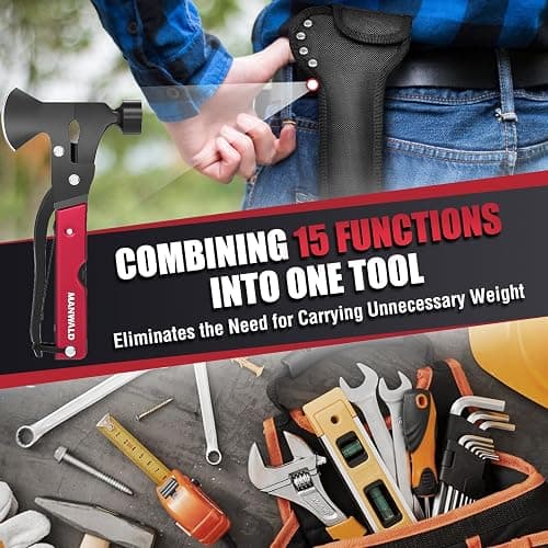 15 in 1 Multitool Axe Hatchet, Christmas Stocking Stuffers for Men Adults, Camping Accessories Survival Gear, Multi Tool for Camping Hiking Survival, Cool Gadgets Gifts for Men,Husband, Boyfriends thumbnail 6