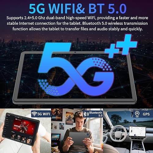 YLEEBG Android 15 Tablet with Keyboard, 26GB+256GB(2TB Expand), 10.1 Inch Tablet 8000 mAh Battery, BT 5.0, 5G WiFi, Widevine L1, Dual Camera, 2 in 1 Tab with Mouse, Case, Stylus（Silver Case） thumbnail 7