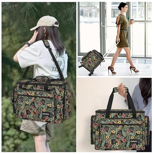 ITHWIU Sewing Machine Case with Wheels, Universal Rolling Trolley Tote with Shoulder Strap & Multiple Storage Pockets Compatible with Most Standard Singer, Brother, Janome, Floral thumbnail 8
