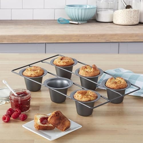 Chicago Metallic 6-Cup Popover Pan, Heavyweight Aluminized Steel with Nonstick Coating, Ideal for Yorkshire Pudding, Muffins, and Popovers thumbnail 4