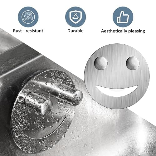 Yoshiky Stainless Steel Smiley Face Dish Sponge Holder, Silver Sink Caddy Organizer Storage with Suction Cup for Kitchen, Rv Apartment Kitchen Accessories Decor Scrubber thumbnail 6