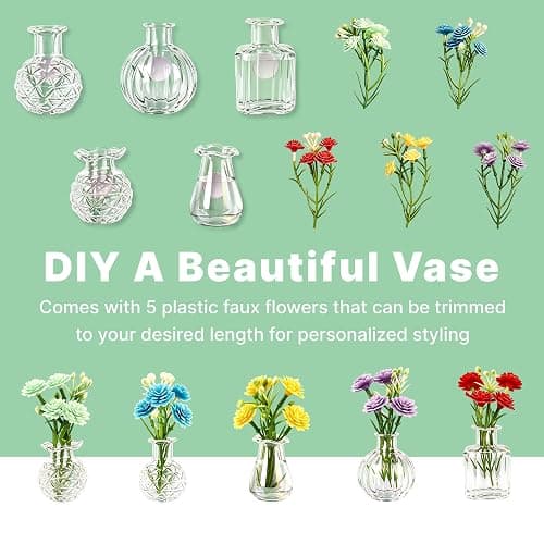 ZOYVUX Cute Mini Vase Magnets for Fridge, Funny Decorative Magnets, 5 Pack | Tiny Plant Glass Vases with Faux Flowers, Whimsical Magnetic Refrigerator Decor, For Kitchen, Locker, Office, Gift thumbnail 3