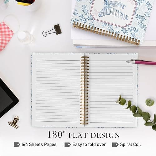 QLMX Blue Bow Spiral Notebook, Coquette Notebook Journal, 5.5x8.3 Inch, Preppy Lined Journal Notebooks, Blue Bow Notebook for Teen Girls Student Teacher, Bows Office School Supplies thumbnail 6