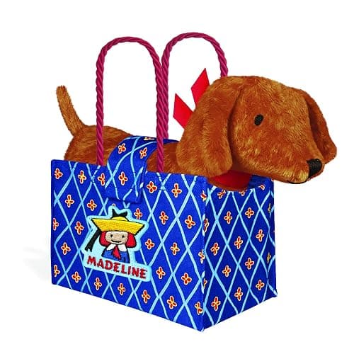 Genevieve The Dog Soft Stuffed Animal Plush Toy in Madeline Tote Bag - Image 1