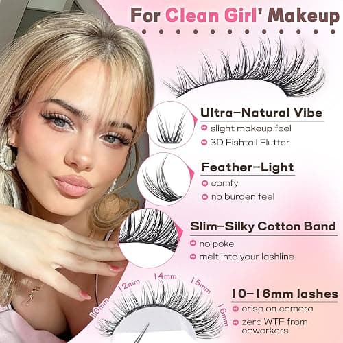 Goddvenus Lash Clusters Kit Wispy Eyelash Clusters Lashes Natural DIY Lash Extension Kit 10-16mm Cluster Eyelash Extensions Kit 300pcs C Curl Individual Lashes Cluster Eyelash (With Tweezers) thumbnail 2