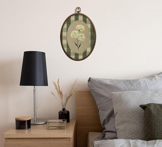 Flower Oval Wall Art, Green Gingham Oval Cottage wall Decor, Retro Botanical Grandma Cottage Core Home Decor for Western Farmhouse Bedroom Living Room, Home Retro Decor Products, 7x10 Inches, 15 thumbnail 6