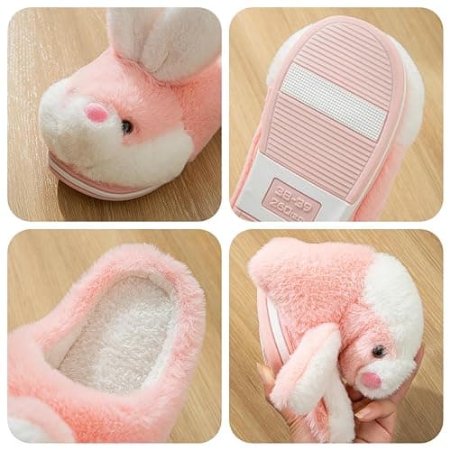 YILANLAN Women's Cute Bunny Animals Slippers Interesting Comfortable Furry Slippers Soft Plush Winter season Keep warm Home Slippers thumbnail 4