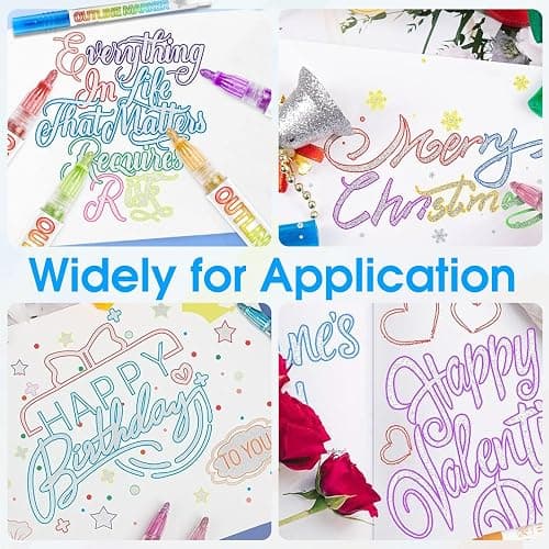 Glitter Markers Outline Glitter Pens, Tween Teen Girl Gifts Trendy Stuff, 24pcs Shimmer Metallic Outline Markers, Art Supplies Crafts Gifts for 4-12 Year Old Girls 6-8 9-12 10-12,Cute Cool Fun Crafts thumbnail 5
