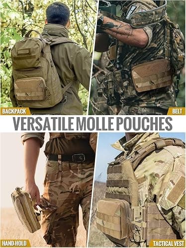 OneTigris MOLLE Pouch, Tactical Admin Pouch Belt EDC Tool Organizer Zippered Utility Waist Pack 7.5"x5"x2" thumbnail 7