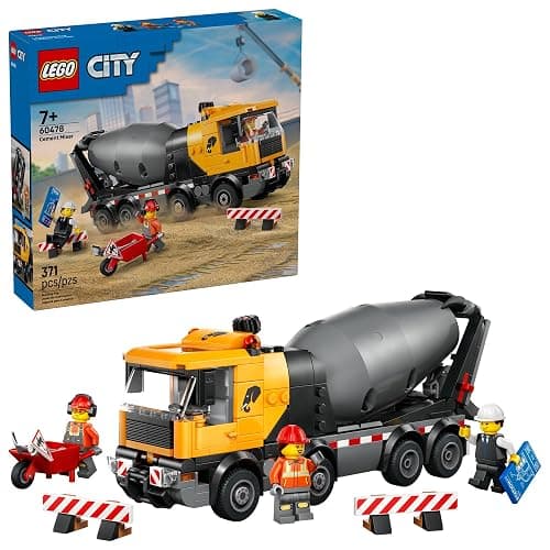 LEGO City Cement Mixer Truck Building Toy for Boys & Girls, Ages 7+ - Pretend Play Construction Toy W/Rotating Drum & 3 Worker Minifigures - Gift Idea for Birthdays - 60478 - Image 1