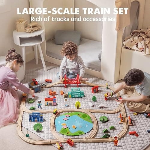 Tiny Land 110PCS Wooden Train Set – Toy Train with Tracks for Kids Ages 3-7, Compatible with Major Brands, Ideal Railway Playset for Boys and Girls, Great Birthday thumbnail 7