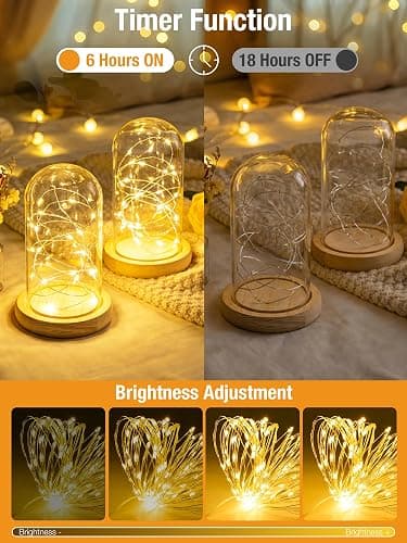 btfarm 4 Pack Fairy Lights Battery Operated, 16FT 50 LED Twinkle Lights | Timer Dimmable, USB Powered String Light, 8 Mode Cuttable Wire Light Waterproof for Christmas Indoor Bedroom, Warm White thumbnail 4