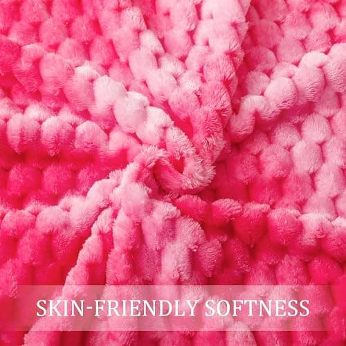 Exclusivo Mezcla Extra Large Soft Fleece Throw Blanket, 127x178 CM Stylish Jacquard Throw Blanket for Couch, Fuzzy Cozy Lightweight for All Season, Tie-dye Hot Pink thumbnail 8