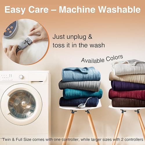 Beautyrest Heated Blanket, Electric Blanket, Soft, Warm, Reversible Plush - Sherpa Heating Blanket with 20 Heat Settings, 1-10 hrs Timer Auto Shut Off, Machine Washable, Full (84 inx80 in), Grey thumbnail 9