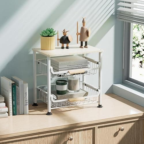 NiuYichee 3-layer Kitchen Fruit Storage Basket Snack Rack, Countertop & Desktop Pull-out Metal Basket with Handle, Organizers thumbnail 5