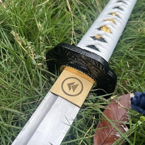 2pc Japanese Ghost of Tsushima Cosplay Replica Sword Sharp Real Sword Hand-Forged 1045 Steel Katana Set with Display Stand and Belt,Jin Sakai‌‌ Katana,for Collecting, Cosplay thumbnail 8
