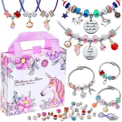 COO&KOO Girls Charm Bracelet Making Kit: Crafts for Girl 8-12 A Perfect Gifts Unicorn Girls Toy for Ages 6 7 8 9 10 Girl Jewelry Making Kit That Imagination Self-Expression and Inspires Creativity - Image 1