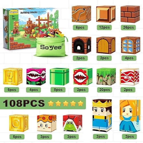 108PCS Magnetic Blocks Building Toys - 1'' Magnet Building Blocks Build Mine Magnet World Game Adventure Set Cubes Boys Girls Toys Ages 3-5 4-6 5-7 6-8 Kids Gifts for 3-12 Years Old School Supplies thumbnail 5