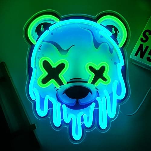 Ice Bear Neon Sign, Cool Led Sign for Wall Decor - Usb Powered, Adjustable Brightness Anime Bear Led Light for Bedroom, Bar, Pub, Party, Man Cave Decor, Unique Gift for Teenage Boys thumbnail 3