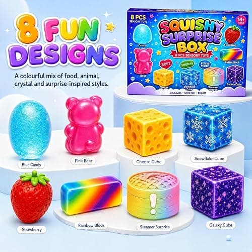 Squishy Box Mystery Set (#H) | 8 Pcs Squishies, Soft Squeeze Fidget Toys, Malt Sugar Blind Box, Fun Gift for Kids Teens and Adults thumbnail 2