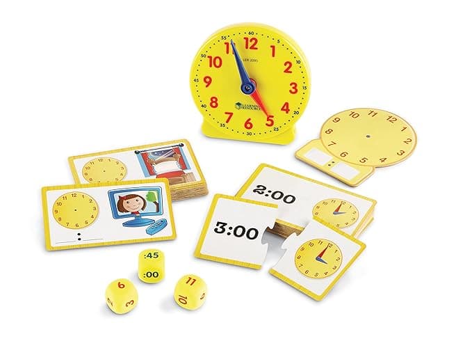 Learning Resources Time Activity Set - 41 Pieces, Ages 5+,Clock for Teaching Time, Telling Time, Homeschool Supplies, Montessori Clock - Time Activity Set