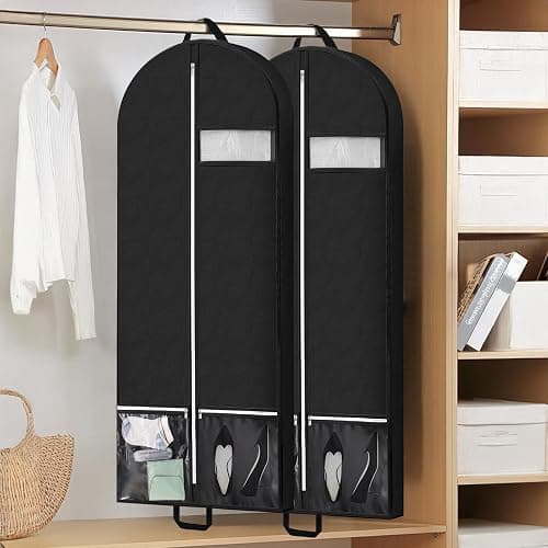 54" Garment Bags for Travel and Storage, Travel Suit Bags for Men Women with 2 Clear Pockets, Storage bags for Clothes, Suits, Dress, Shirts, Coats (Black) thumbnail 4
