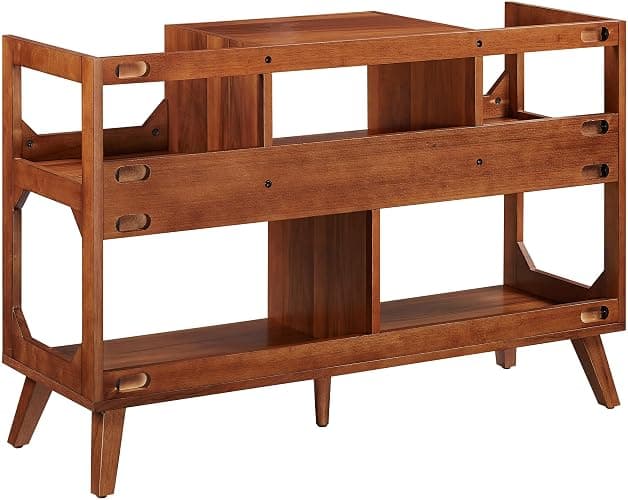 Crosley Furniture Asheville Mid-Century Modern Media Console Record Player Stand, Storage for Vinyl Records, Large, Walnut thumbnail 5