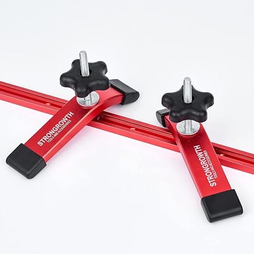 STRONGROWTH T track Hold Down Clamps - Double Cut Profile Universal T-Track Clamps, 6-3/8"L x 1-1/4"W -Woodworking and t slot clamp - Fine Sandblast Anodized - Red Color-2PK thumbnail 6