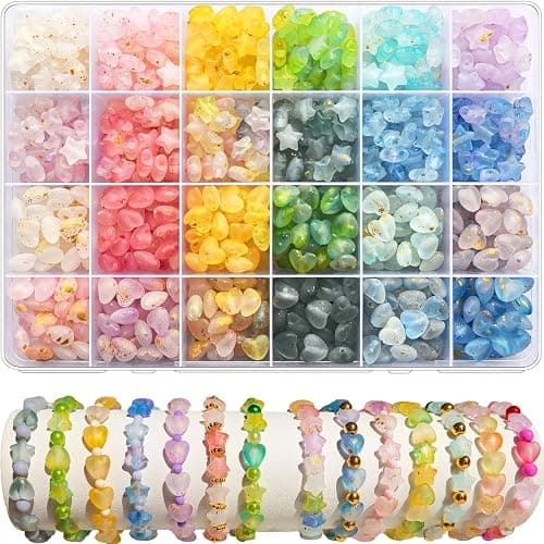 1000Pcs Matte Acrylic Star Beads Hart Beads for Jewelry Making Frosted Gold Foil Acrylic Beads Pastel Beads Colorful Assorted Bead Cute Aesthetic Kawaii Bead for Bracelet DIY Craft Earring Phone Charm - Image 1