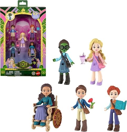 Mattel Universal Pictures’ Wicked Students of Shiz Multipack, 5 Small Dolls with Signature Looks and 9 Storytelling Accessories, Inspired by The Movie - Image 1