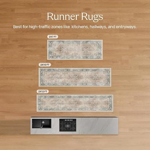 RUGGABLE Machine Washable Christmas Runner Rug – Juniper Multicolor 2.5x7, Neutral, Stain-Resistant, Non-Slip – Washable Rug for Hallway, Entryway, Living Room & Kitchen–with Standard Pad thumbnail 8