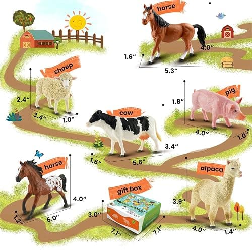 Zippytots 6PCS Farm Animal Toys for Kids 3-5 Realistic Plastic Farm Animal Figurines Educational Learning Toy for Toddlers Boys Girls Kids Farm Toys thumbnail 2