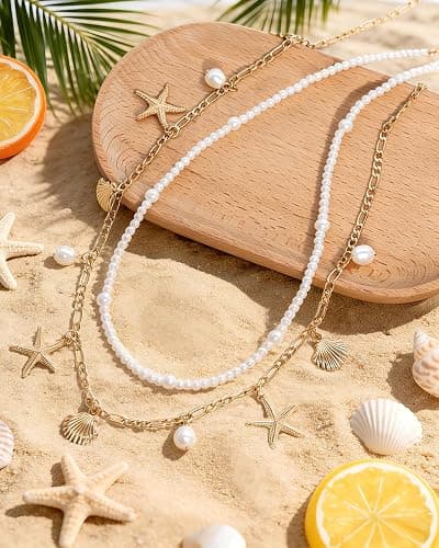 Ronglry 2pcs Gold Waist Chain for Women Layered Belly Chain Beach Waist Beads Body Chains for Women Adjustable Sexy Bikini Body Chain for Summer Beach Jewelry Accessories thumbnail 2