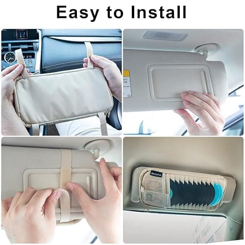 alavisxf xx Car CD Visor Holder, 12 Sleeves Organizer with Mesh Pocket | Durable Oxford Cloth, Holds 12 CDs/DVDs, 1 Pen Holder, 1 Back Inner Pocket, Disc Storage Organizer, Fits Most Vehicle Visors thumbnail 7