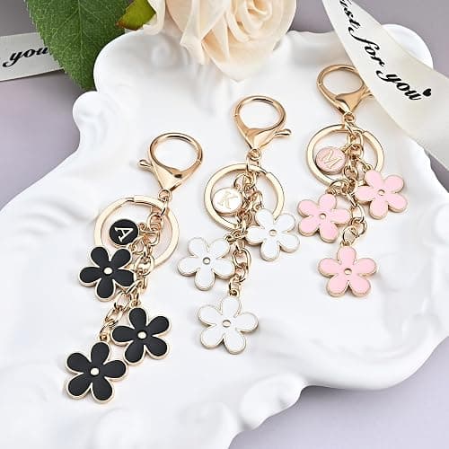 OUMILAN Initial Keychain Cute Flower Charms Keyring for Handbag Backpack–Personalized A-Z Letter Jewelry Gift for Women Girls thumbnail 5