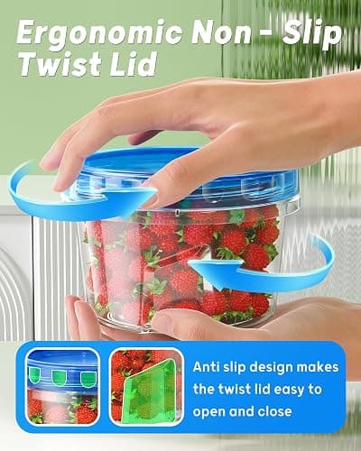 BiuLeon 6 Pack-17oz Freezer Storage Containers, Plastic Food Storage Containers with Twist Top Lids, BPA Free and Reusable Soup Containers with Lid, Microwave and Dishwasher Safe thumbnail 3