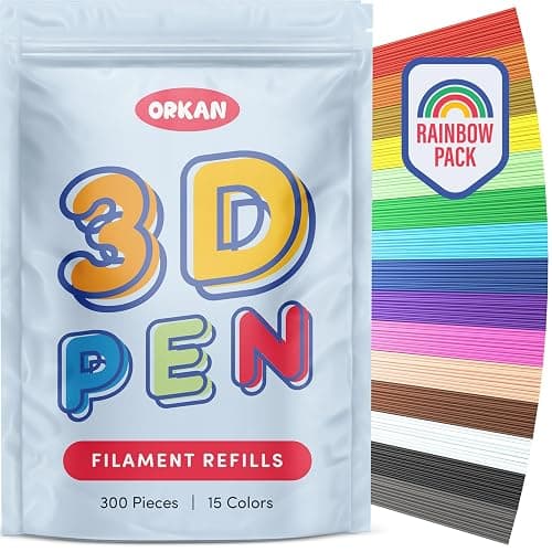 300 x ORKAN 3D Pen Filament Refills | Only Compatible with The 3Doodler Start+ | 15 Rainbow Colors | 6" x 2.5mm PCL Eco-Filament Strands | Safe for Kids | Only for 3Doodler Start+ 3D Pen - Image 1