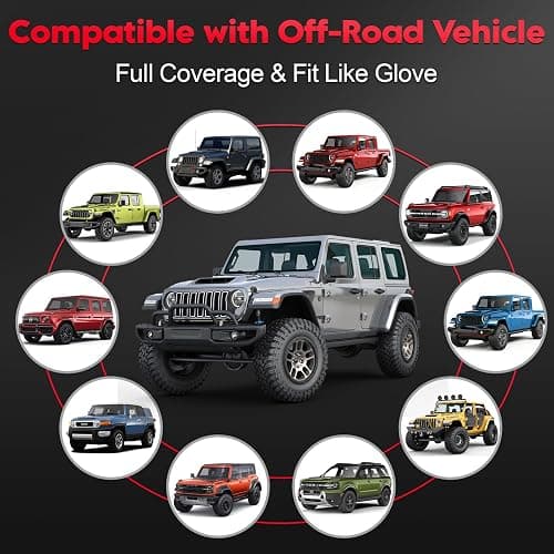Zettum Car Windshield Snow Cover for Jeep Wrangler - 600D Car Windshield Snow Ice Cover Front Window Covers for Jeep Wrangler, Jeeps Gladiator, Ford Bronco, Toyota FJ Cruiser, Benz G Class, and More thumbnail 4