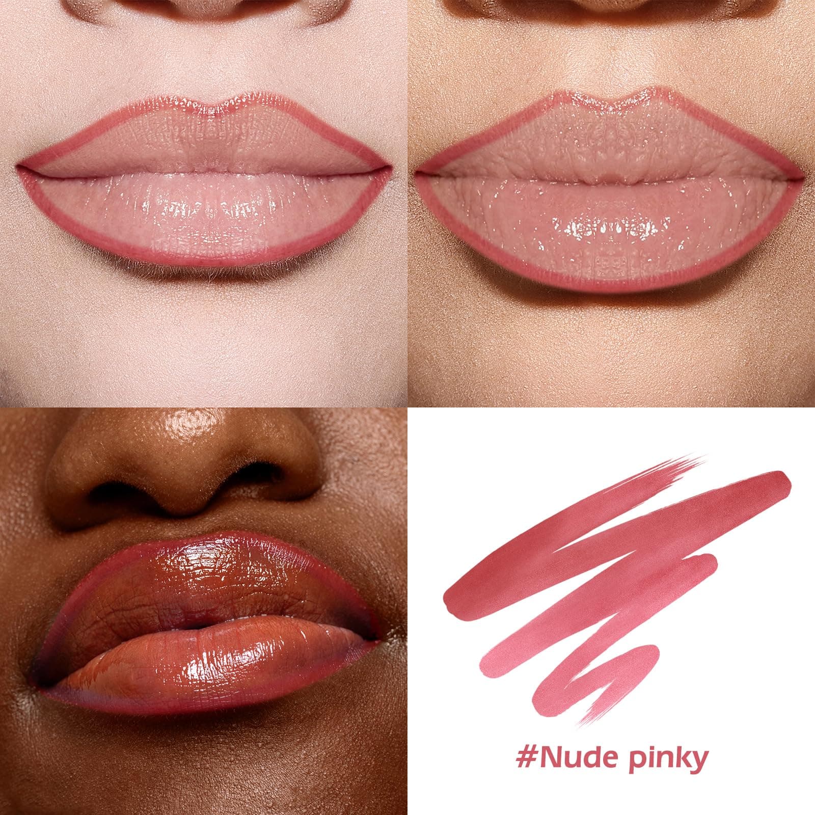 KIMUSE Peel Off Lip Liner Stain, Long Lasting Lip Tint Stain Peel Off, Waterproof, Transfer Proof, Highly Pigmented Color Tattoo Lip Tint Liner, Matte Finish (Nude pinky) thumbnail 4