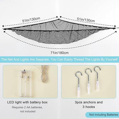 Unicorn Castle Stuffed Animals Net or Hammock Kids Toy Storage Organizer with LED Light Hanging Corner Stuffed Animals Holder Kids Girls Room Decor,Black,Large (Pack of 1) thumbnail 3