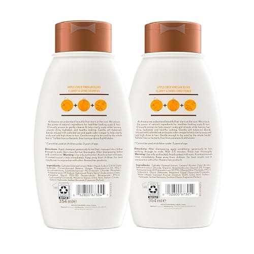 Aveeno Apple Cider Vinegar Shampoo + Conditioner Set, Hair Care Bundle for Balance & High Shine, Daily Clarifying & Soothing Scalp Shampoo & Conditioner for Oily & Dull Hair, Two Pack, 2 x 12 fl. oz thumbnail 9