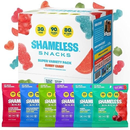 Shameless Snacks - Healthy Low Calorie Snacks, Low Carb Keto Gummies (Gluten Free Candy) - 6 Pack Super Variety Pack - Image 1