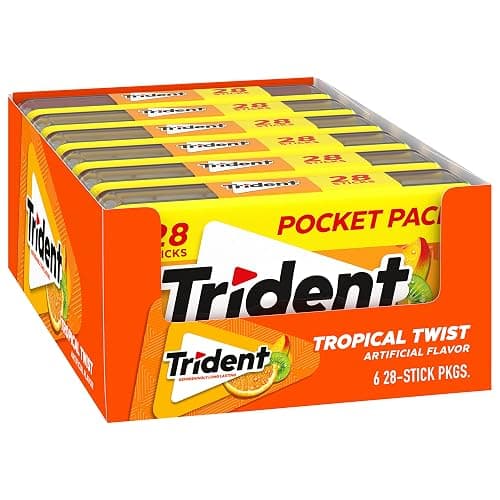 Trident Tropical Twist Sugar-Free Chewing Gum, 6 Pocket Packs of 28 Pieces (168 Total Pieces) thumbnail 9