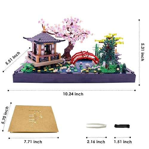 Alizdd Micro Building Blocks Sets，Chinese Zen Garden Architecture and Cherry Blossom Bonsai Tree Building Toys for Adults，Japanese Sakura House Model，Creative Mini Bricks Gift for Kids 14+，2280 PCS thumbnail 3